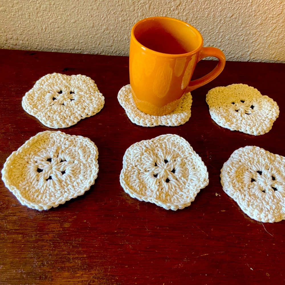6 pc Hand crocheted Coasters